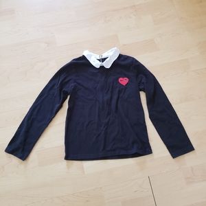 Forever 21 Girls Heart Collar Long Sleeve Shirt